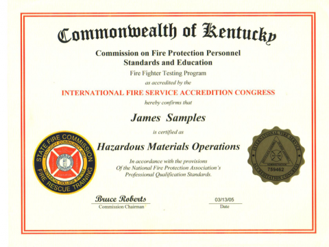 Certificates | James Samples